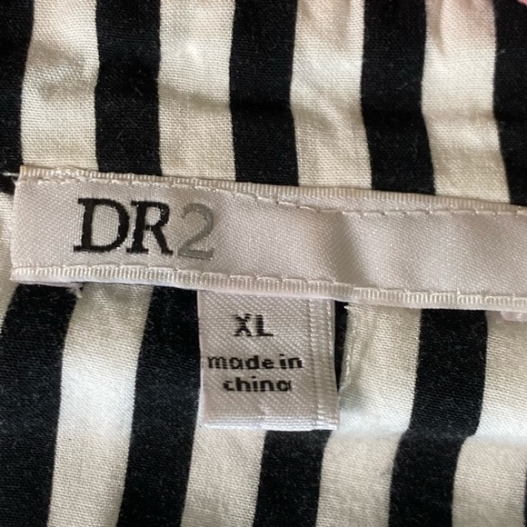 Dr2 Black and White Striped Button Down Blouse - Picture 4 of 7